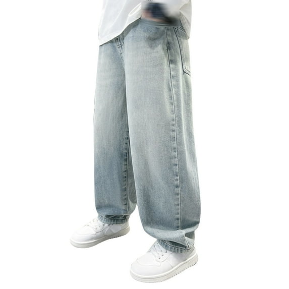 MEZZALL Children's Fashion Straight Retro Loose Wide Leg Baggy Jeans Denim Pants Cozy