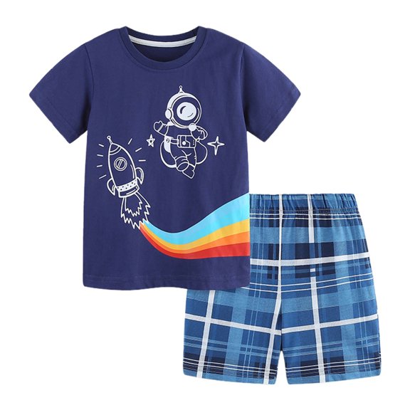 MEZZALL Children's Home Wear Cartoon Cute Boys Girls Short Sleeve Pants Home Sets Fashion 4-5 Breathable Kids Wear