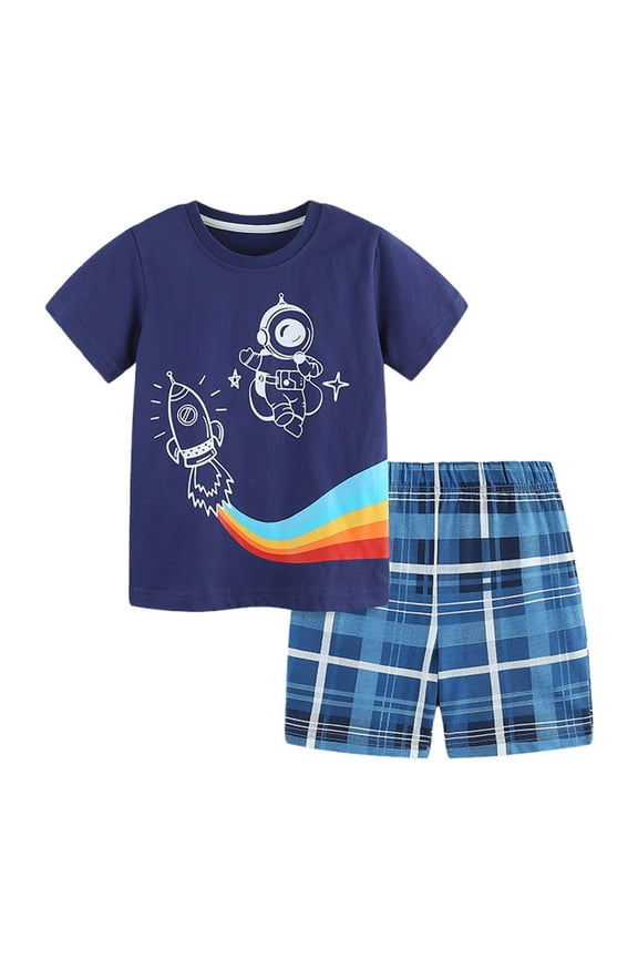 Children's Home Wear Cartoon Cute Boys Girls Short Sleeve Pants Home Sets Fashion 4-5 Breathable Kids Wear