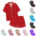 thumbnail image 1 of MEZZALL Children's Leisure Polka Dots Printed Button Lapel Collar Short Sleeved Tops Shorts Pajamas Sets Trendy Sleepwear, 1 of 4