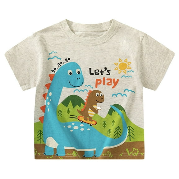 MEZZALL Children's O-Neck Short Sleeve T-Shirts Cartoon Dinosaur Summer Baby Tshirts Tee Tops 12-18 Months Leisure Baby Wear