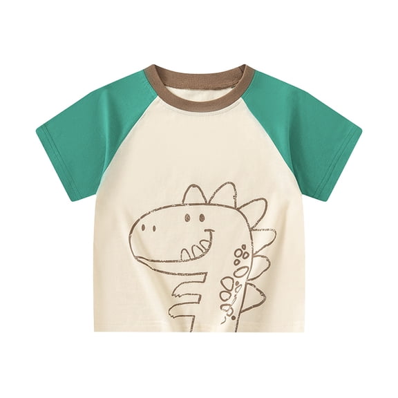 MEZZALL Children's O-Neck Short Sleeve T-Shirts Cartoon Dinosaur Summer Baby Tshirts Tee Tops 18-24 Months Classic Kids Wear