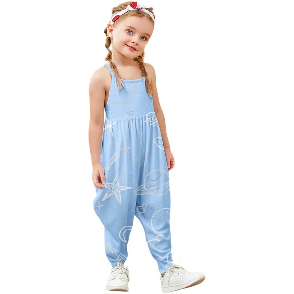 MEZZALL Cute Girls Romper Jumpsuit Sleeveless O-Neck Star Print Comfortable Soft Stretchy Toddler Baby Onesie Playwear Casual Summer Clothes For Little Girls Breathable Spring Child One-Pieces