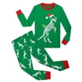thumbnail image 1 of MEZZALL Dinosaur Print Pajamas Sets For Kids Festive Holiday Sleepwear Cozy Soft Flannel Two Piece Night Crew Neck Long Sleeve Tops And Pants For Toddlers Boys And Girls Breathable Nightwear, 1 of 3