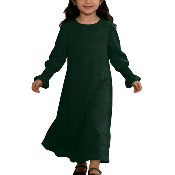 MEZZALL Dresses Elegant Girls Dress With Floral Lace Hem And Round Neck Solid Color Party Gown Celebrations Cozy Short Sleeve Crew Neck Solid Color Child Sundress