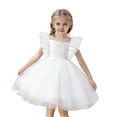 thumbnail image 1 of MEZZALL Dresses Elegant Girls Sleeve Dress Birthday Celebration Fancy Party Gown Toddlers Little Girls Tasteful Satin Overlay With Skirt Trendy Kids Crew Neck Solid Color Child Sundress, 1 of 8