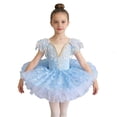 thumbnail image 1 of MEZZALL Dresses Girls Ballet Tutu Dance Dress For Stage Performances With Flowy Skirt And Bodice Lovely Fly Sleeve Crew Neck Solid Color Child Party Sundress, 1 of 4