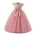 thumbnail image 1 of MEZZALL Dresses Girls Dress With Embroidery Flutter Sleeves Tutu Party Gown Birthday Celebration And Elegant Bow Formal Attire Adorable Kids Crew Neck Solid Color Child Sundress, 1 of 7