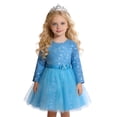 thumbnail image 1 of MEZZALL Dresses Girls Long Sleeve Party Dress With Star Sequins And Mesh Skirt Round Neck Elegant Formal Occasion Outfit Versatile Kids Crew Neck Solid Color Child Sundress, 1 of 4