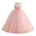 thumbnail image 1 of MEZZALL Dresses Girls Party Dress With Bow And Skirt Pageant Gown Elegant Tutu Dress Kids Performance Fashionable Sleeveless Crew Neck Solid Color Child Sundress, 1 of 4