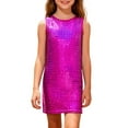 thumbnail image 1 of MEZZALL Dresses Girls Square Grid Sequin Print Sleeveless Tank Casual Party Dress Holiday Kids Crew Neck Solid Color Child Sundress, 1 of 4