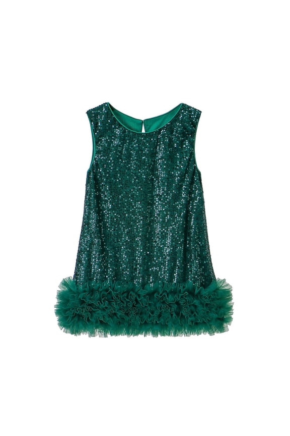 Dresses Mesh Vest Dress Girls Elegant Party Gown Autumn Layered Tutu Outfit With Glitter Detail Fashion Toddler Kids Frock Soft Christmas O-Neck Sundress