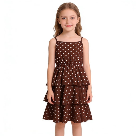 MEZZALL Dresses Polka Big Girls Waist Tie Strap Summer Dress For Teen Girls Adorable Short Sleeve Crew Neck Solid Color Child Party Sundress