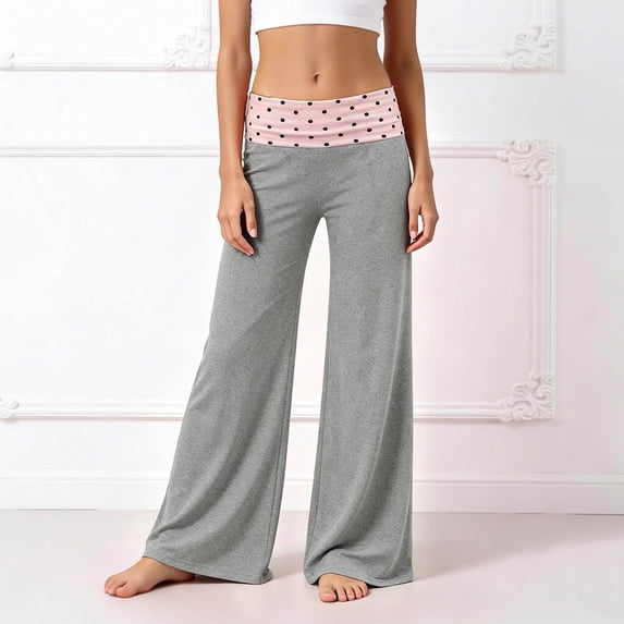 MEZZALL Effortless Everyday Kids Wide Leg Pants With Print And Patchwork Waist For Girls Relaxed Fit Casual Trousers, 13-14 Years