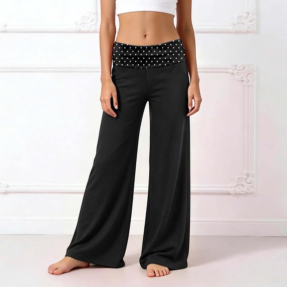 MEZZALL Effortless Everyday Kids Wide Leg Pants With Print And Patchwork Waist For Girls Relaxed Fit Casual Trousers, 13-14 Years