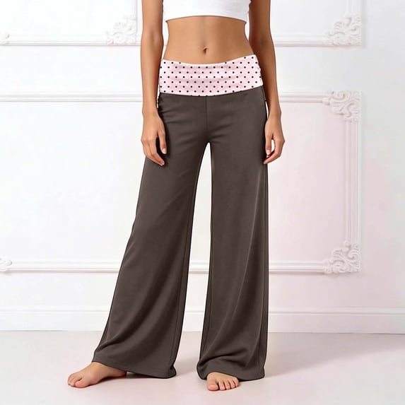 MEZZALL Effortless Everyday Kids Wide Leg Pants With Print And Patchwork Waist For Girls Relaxed Fit Casual Trousers, 9-10 Years