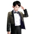 thumbnail image 1 of MEZZALL Elegant Boys Shimmering Suit Jacket With Black Bow Tie Formal Wear For Weddings Parties And Special Events Cute Toddler Dailywear, Gold, 170, 1 of 3