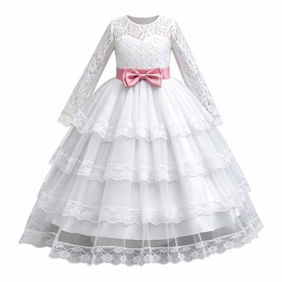 MEZZALL Elegant Girls Party Dress Toddlers Kids Lightweight Mesh Layered Party Gown With Fully Lined Bodice And Soft Satin Sash Trendy Dresses