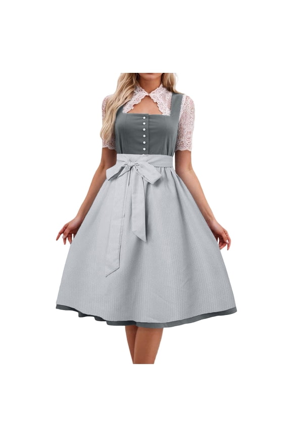 Elegant Style Dress Women's Two Piece Set With Apron And Casual Dresses For Fair Carnival Party Festival Fashionable