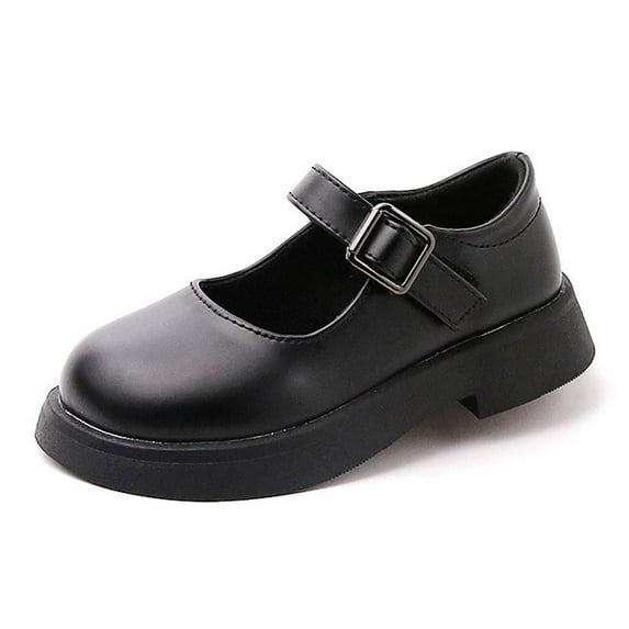MEZZALL Fashion Autumn Children Casual Shoes Girls Thick Sole On Buckle Comfortable Solid Color Leather Shoes Mary Jane Single Shoes Leisure Toddler Footwear