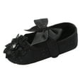thumbnail image 1 of MEZZALL Fashion Girls Princess Style Exquisite Solid Color Flower Bow Shoes Baby Shoes Relaxed Fit Footwear, Black, 0-6 Months, 1 of 4