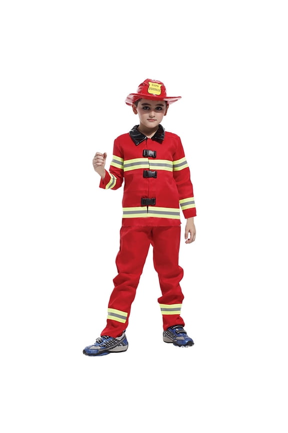 Fireman Children Clothing 3PCS Set Kids Party Fire Pretend Chief Outfits Set