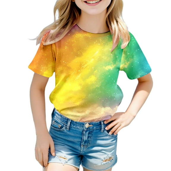 MEZZALL Funnycokid Boys Girls Shirts Graphic T-Shirt Neon Color Kids Novelty Short Sleeve Animal Print Tees 3-13 Years