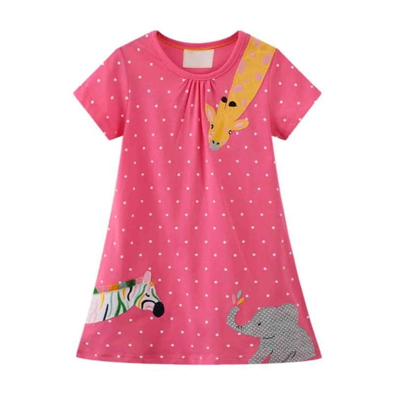 MEZZALL Girl Long Sleeve Dress Sundress Stripe Rainbow Christmas Easter Cotton Casual Tunic Playwear Basic Shirt Party Dress Sundress, Pink, 4-5 Years