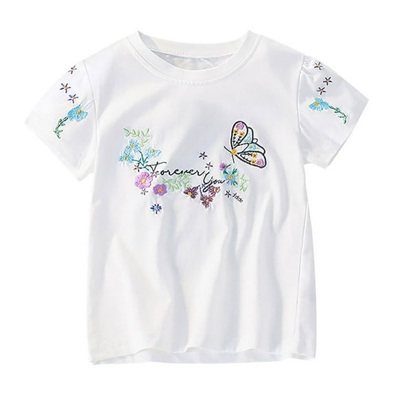 MEZZALL Girls And Toddler Graphic T-Shirts Short Sleeve T Shirts Comfort, 6-7 Years