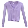 thumbnail image 1 of MEZZALL Girls Ballet Dance Crop Tops Sweater Long Sleeve Sport Sweatshirt With Thumb Hole Breathable Toddler Knitwear, Purple, 1-3 Years, 1 of 4