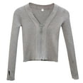 thumbnail image 1 of MEZZALL Girls Ballet Dance Crop Tops Sweater Long Sleeve Sport Sweatshirt With Thumb Hole Stylish Toddler Knitwear, Grey, 3-4 Years, 1 of 4