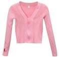 thumbnail image 1 of MEZZALL Girls Ballet Dance Crop Tops Sweater Long Sleeve Sport Sweatshirt With Thumb Hole Versatile Toddler Knitwear, Pink, 3-4 Years, 1 of 4