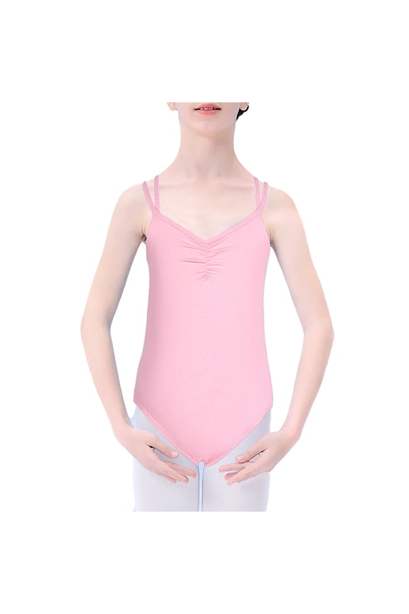 Girls Ballet Romper Jumpsuit Summer V-Neck Dance Leotard For Toddler Kids Performance Practice Outfits 4-5 Years Soft Baby Wear