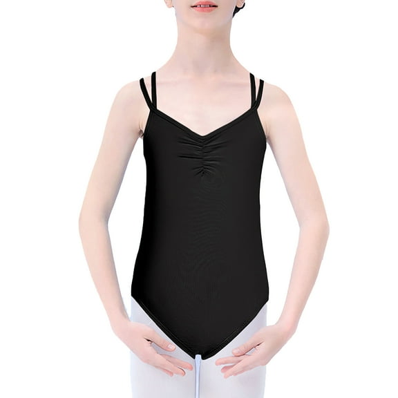 MEZZALL Girls Ballet Romper Jumpsuit Summer V-Neck Dance Leotard For Toddler Kids Performance Practice Outfits 8-9 Years Comfort Kids Wear