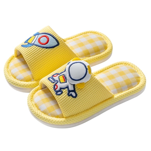 MEZZALL Girls Boys Kids Home Slides Indoor Floor Cute Cartoon Soft Comfortable Non- Linen Slipper Toddler Daily Shoes Trendy / 2.5-3 Years