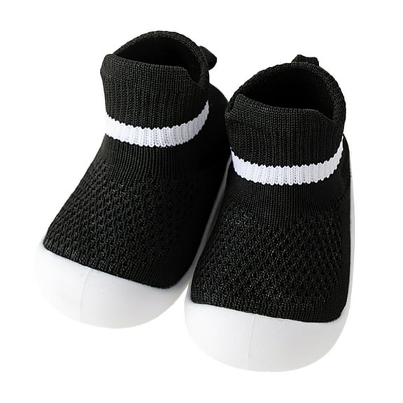 MEZZALL Girls Boys Kids Leisure Shoes Mesh Soft Bottom Breathable On Sport Shoes Socks Shoes Cute Toddler Footwear, Black, 2-2.5 Years