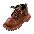 thumbnail image 1 of MEZZALL Girls Boys Mesh Lace Shoes Fashion Mesh Lace Boots Non- Breathable Boots Cozy Toddler Footwear, Brown, 26, 1 of 5