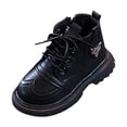 thumbnail image 1 of MEZZALL Girls Boys Mesh Lace Shoes Fashion Mesh Lace Boots Non- Breathable Boots Relaxed Fit Toddler Footwear, Black, 22, 1 of 6