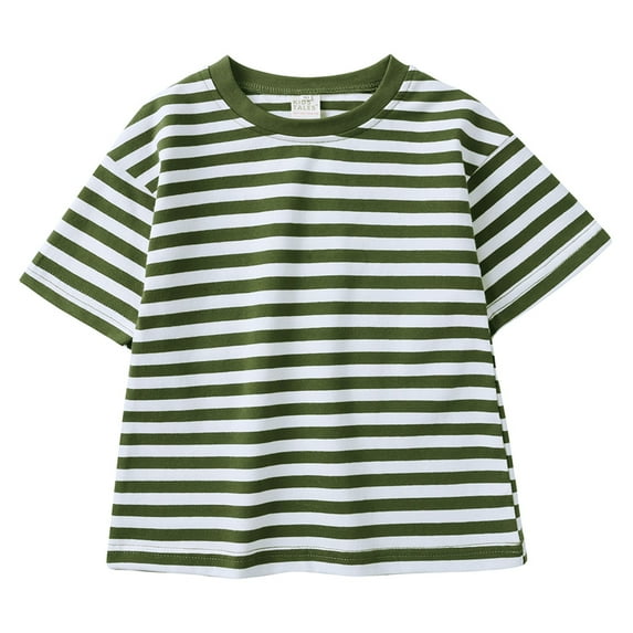 MEZZALL Girls Boys Summer Striped Short Sleeve T-Shirts Color Block Trendy Crewneck Pullover Tops Casual Tee Comfort Toddler Baby Wear 7-8Y