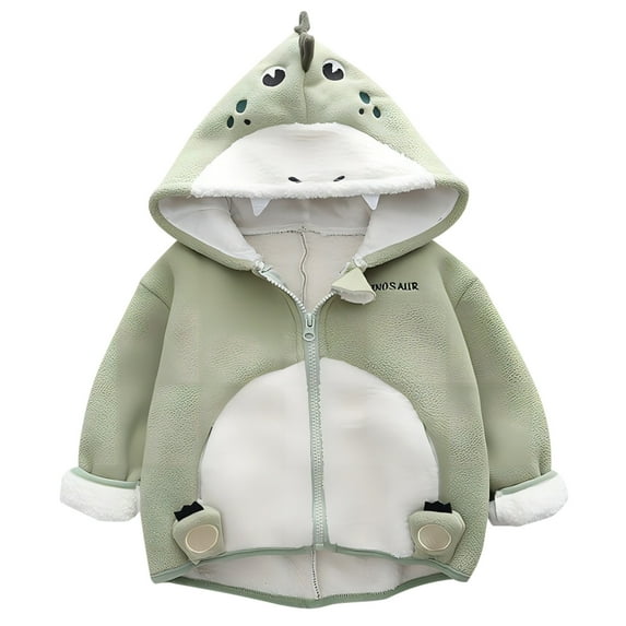 MEZZALL Girls Boys Winter Clothes Baby Cotton Padded Jacket Children Wool Cartoon Animal Cotton Padded Coat Stylish Toddler Dailywear, Green, 2-3 Years