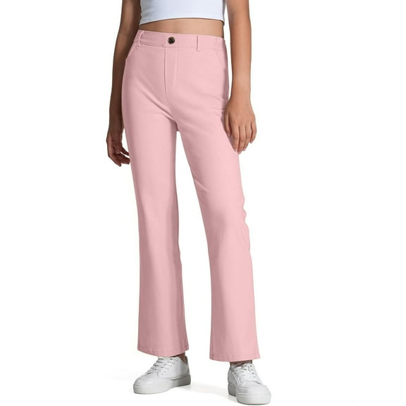 MEZZALL Girls Boys Zipper Style Pants Kids Dress Pants Solid Color Trousers High Stretchy With Pockets Slacks Lovely Dailywear