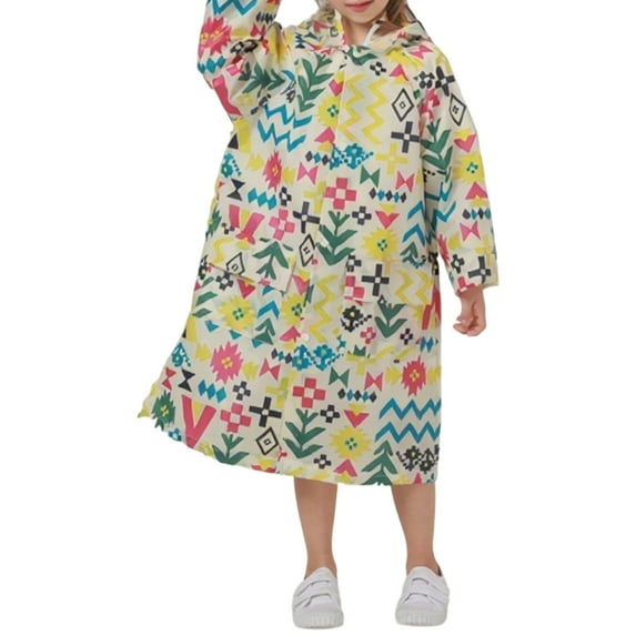 MEZZALL Girls Cartoon Raincoat With Hood And Pockets Lightweight Outerwear For Daily School Outdoor Activities Toddler Trenchcoat Trendy / 7-10 Years
