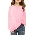 thumbnail image 1 of MEZZALL Girls Casual Oversized Crew Neck Sweatshirt Comfy Pullover For Everyday Wear Cute Toddler Dailywear, Pink, 13-14 Years, 1 of 6