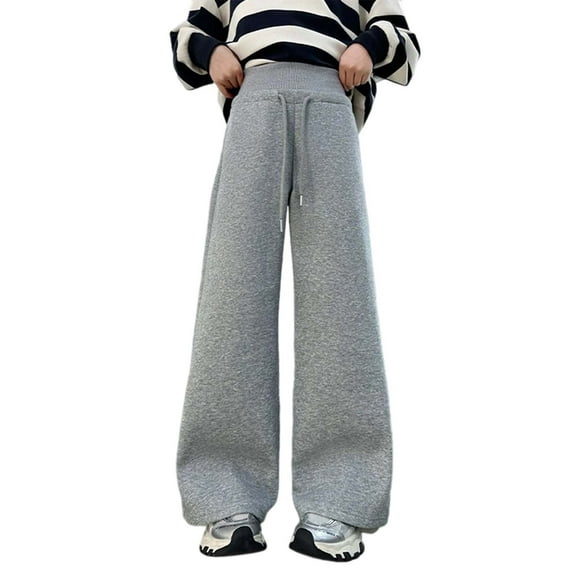 MEZZALL Girls Casual Pants Autumn Fashion Trousers With Curved Hem Loose Fit Comfortable Kids Bottoms For Daily Wear Solid Color Birthday Teen Dailywear