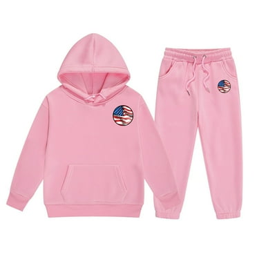 MEZZALL Girls Children 2PCS Baseball Outfits Sets Hoodie Pants Tracksuit Kids Solid Color Long Sleeve Sweatshirt And Sweatpants Sweatsuits Stylish Toddler Dailywear, Pink, 8-9 Years