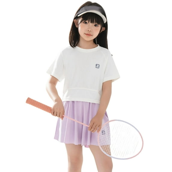 MEZZALL Girls Clothing Sets Summer Casual Training Suit For Girls Outfits Sets Comfortable Loose Tops And Skirt Pants Quick Drying Sportswear Sets For Toddler Dailywear Comfort / 1Years