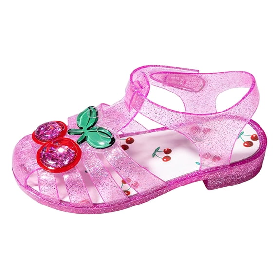 MEZZALL Girls Cute Cartoon Jelly Sandals Kids Fruit Design Water Casual Sandals For Kids Solid Color Adorable Toddler Shoes