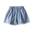 thumbnail image 1 of MEZZALL Girls Denim Shorts With Bow Flower Decorations Stretchy Elastic Waist Casual Summer Shorts For Toddler Kids Soft Baby Wear 5-6Y, 1 of 6