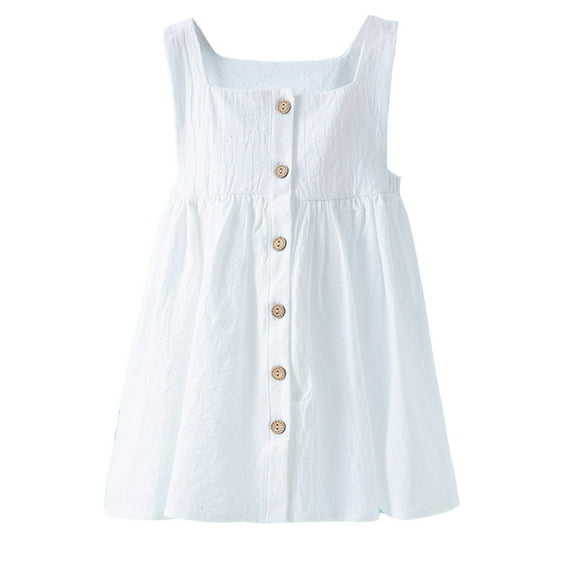 MEZZALL Girls Dresses For Summer Sleeveless Solid Color Dress Casual Outfit For Daily Wear Ideal For 1-6 Years Relaxed Fit Toddler Wear