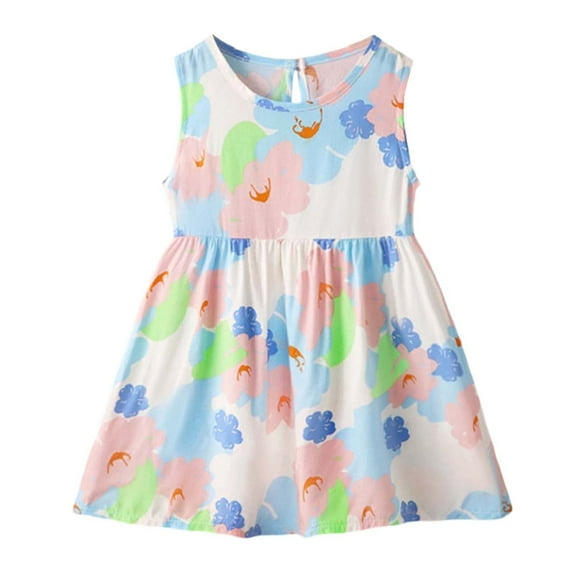 MEZZALL Girls' Dresses Summer Floral Dress Sleeveless Casual Dress For Children 1 7 Years 5-6 Years Classic Kids Sundress
